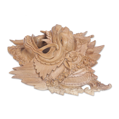 Máscara de madera - Máscara barong bangkal de madera de acacia tallada a mano