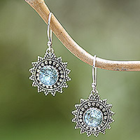 Blue topaz dangle earrings, 'Blue Sunshine'