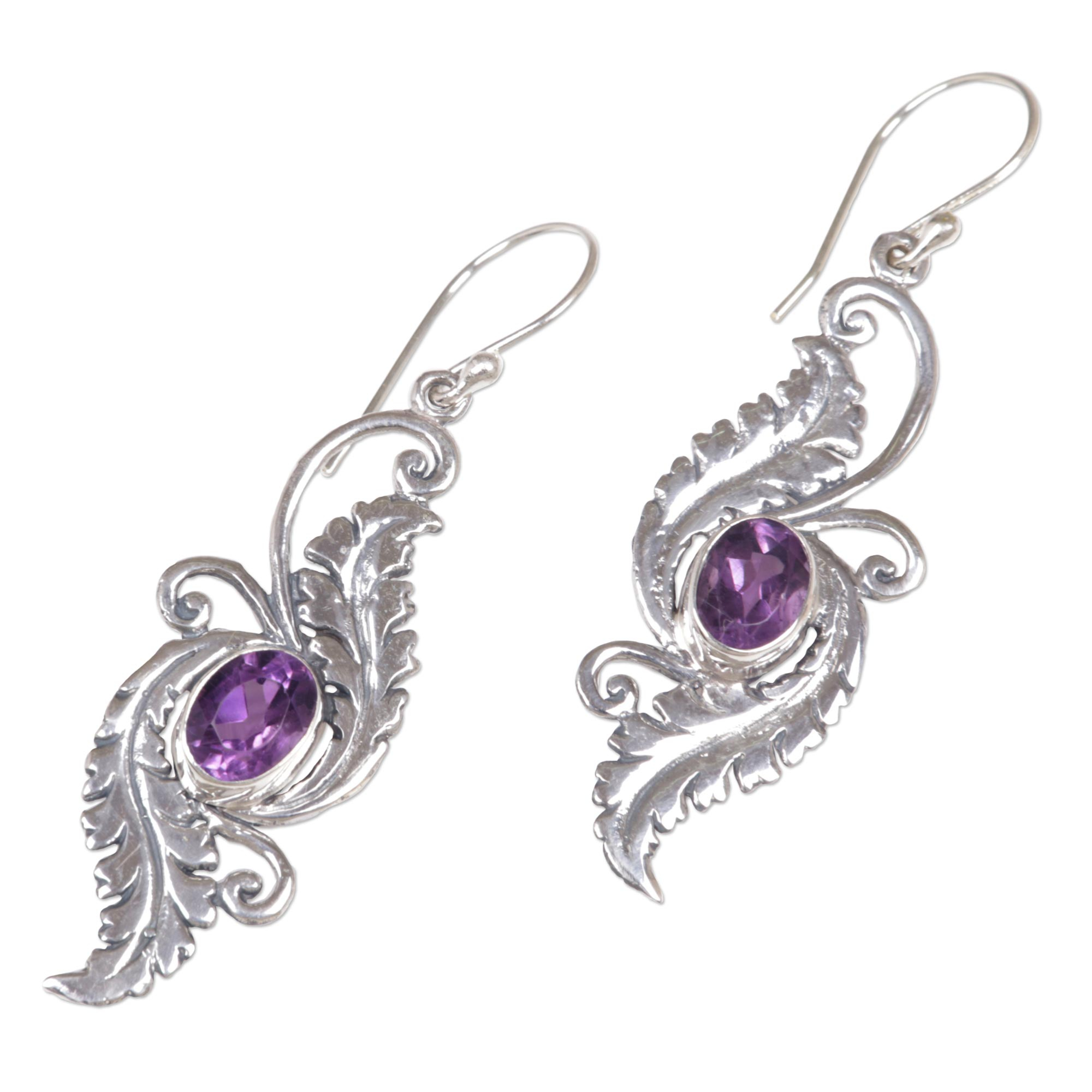 Amethyst Sterling Silver Dangle Earrings from Indonesia - Morning ...