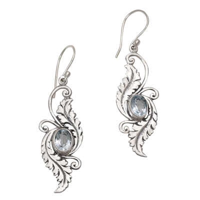 Blue Topaz Sterling Silver Dangle Earrings from Indonesia
