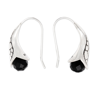 Onyx-Tropfenohrringe - Handgefertigte Onyx-Ohrringe aus Sterlingsilber in Indonesien