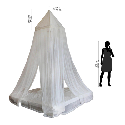Cenefa de cama de algodón - Cenefa de cama de algodón blanco roto hecha a mano con marco de bambú