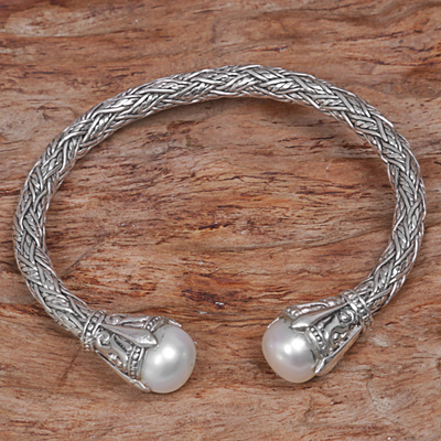 Brazalete de perlas cultivadas - Brazalete de plata de ley y perlas cultivadas