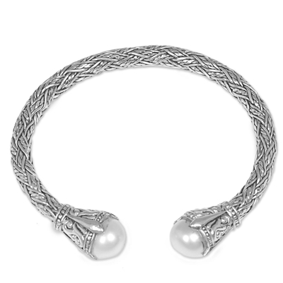 Brazalete de perlas cultivadas - Brazalete de plata de ley y perlas cultivadas