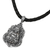 Sterling silver pendant necklace, 'Pu-Tai Buddha' - Sterling Silver Leather Buddha Pendant Necklace Indonesia (image 2c) thumbail