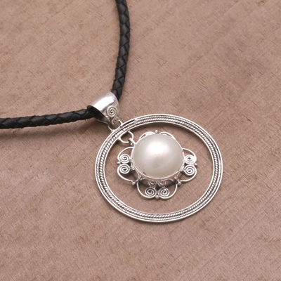 collar con colgante de perlas cultivadas - Collar con colgante de plata de ley con perlas cultivadas de agua dulce
