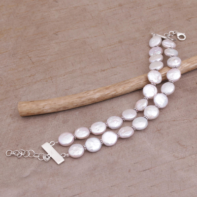 Cultured pearl bracelet, 'Lunar Tranquility' - Handmade Cultured Pearl Bracelet from Indonesia