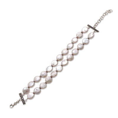 Cultured pearl bracelet, 'Lunar Tranquility' - Handmade Cultured Pearl Bracelet from Indonesia