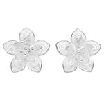 Sterling silver filigree button earrings, 'Enticing Blossoms' - Sterling Silver Floral Filigree Button Earrings Indonesia