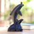 Wood statuette, 'Dancing Dolphin' - Balinese Hand Carved Wood Statuette of Dolphins in Black (image 2) thumbail
