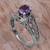 Amethyst cocktail ring, 'Sky Goddess Temple' - 925 Silver Solitaire Ring Artisan Crafted with Amethyst (image 2) thumbail