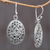 Sterling silver dangle earrings, 'Fern Shield' - Round Sterling Silver Dangle Earrings from Indonesia