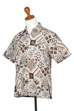 Men's cotton batik shirt, 'Island Kaleidoscope' - Men's Cotton Batik Shirt with Traditional Balinese Motifs