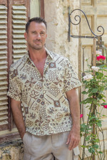 Men's batik cotton shirt, 'Javanese Batik' - Handmade Men's Cotton Batik Shirt with Balinese Motifs