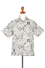 Men's batik cotton shirt, 'Javanese Batik' - Handmade Men's Cotton Batik Shirt with Balinese Motifs