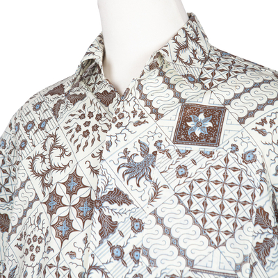 Camisa de hombre de algodón batik - Camisa Batik de algodón para hombre hecha a mano con motivos balineses