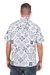 Men's cotton batik shirt, 'Island Batik' - Men's Blue & White Short Sleeve Cotton Batik Button Shirt (image 2c) thumbail