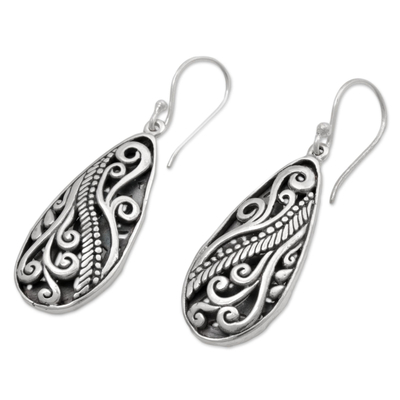 Sterling silver dangle earrings, 'Fern Drops' - Sterling Silver Dangle Earrings Handmade in Indonesia