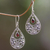 Garnet dangle earrings, 'Bali Crest' - Garnet and Sterling Silver Dangle Earrings from Indonesia (image 2) thumbail