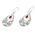 Garnet dangle earrings, 'Bali Crest' - Garnet and Sterling Silver Dangle Earrings from Indonesia (image 2b) thumbail