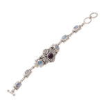 Amethyst and rainbow moonstone pendant bracelet, 'Jepun Goddess' - Amethyst and Rainbow Moonstone Floral Bracelet from Bali