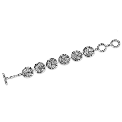 Gliederarmband aus Sterlingsilber, „Heilige Blütenblätter“ – handgefertigtes Scheibengliederarmband aus Sterlingsilber
