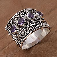 Amethyst cocktail ring, 'Lucky Four'
