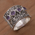 Amethyst cocktail ring, 'Lucky Four' - Amethyst and Sterling Silver Multi-Stone Ring from Bali (image 2) thumbail
