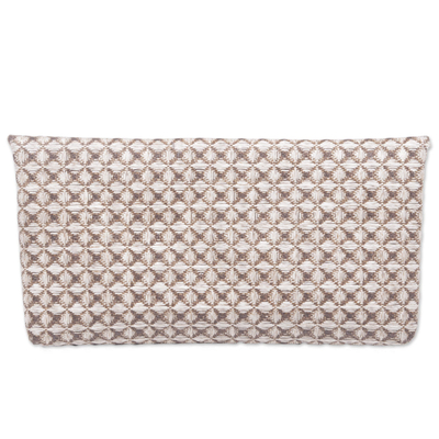 Cotton clutch handbag, 'Natural Tile' - Handmade Natural Cotton Clutch Handbag from Indonesia