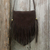 Suede fringe shoulder bag, 'Espresso Mischief' - Bohemian Style Espresso Brown Suede Fringe Shoulder Bag thumbail