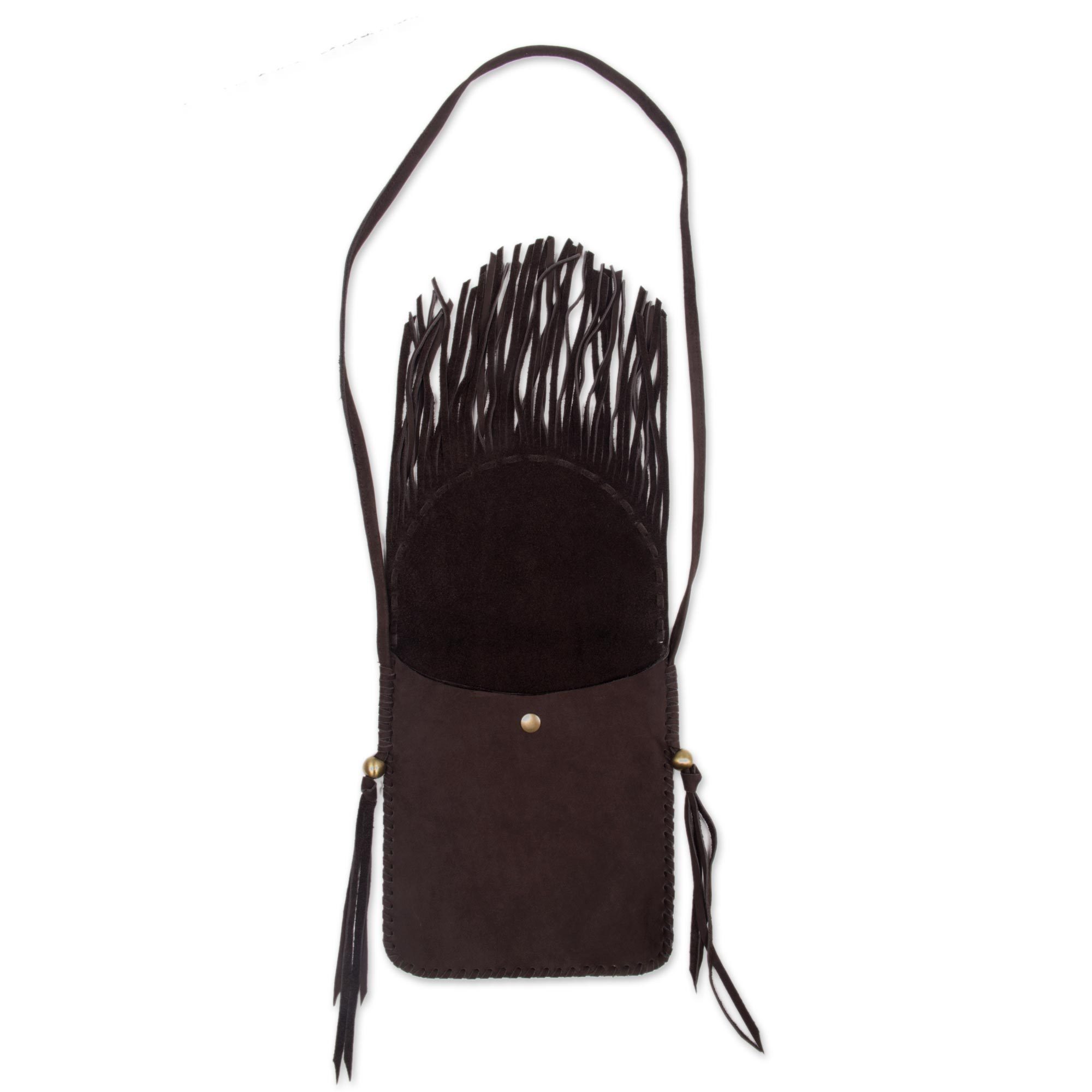 Bohemian Style Espresso Brown Suede Fringe Shoulder Bag Espresso