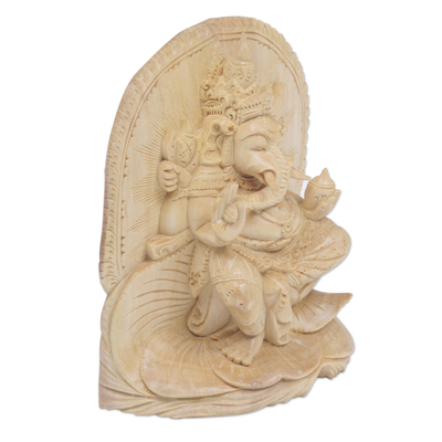 Holzskulptur - Holzskulptur Ganesha-Statuette, handgeschnitzt in Indonesien