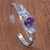 Amethyst cuff bracelet, 'Lost In Nature' - Artisan Crafted Sterling Silver and Amethyst Cuff Bracelet thumbail