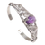 Amethyst cuff bracelet, 'Lost In Nature' - Artisan Crafted Sterling Silver and Amethyst Cuff Bracelet (image 2a) thumbail