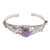 Amethyst cuff bracelet, 'Lost In Nature' - Artisan Crafted Sterling Silver and Amethyst Cuff Bracelet (image 2d) thumbail