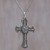 Moonstone pendant necklace, 'Purity Cross' - Moonstone and Sterling Silver Cross Necklace from Bali