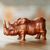 Wood sculpture, 'Java Rhino' - Hand Carved Wood Sculpture of a Rhinoceros from Indonesia