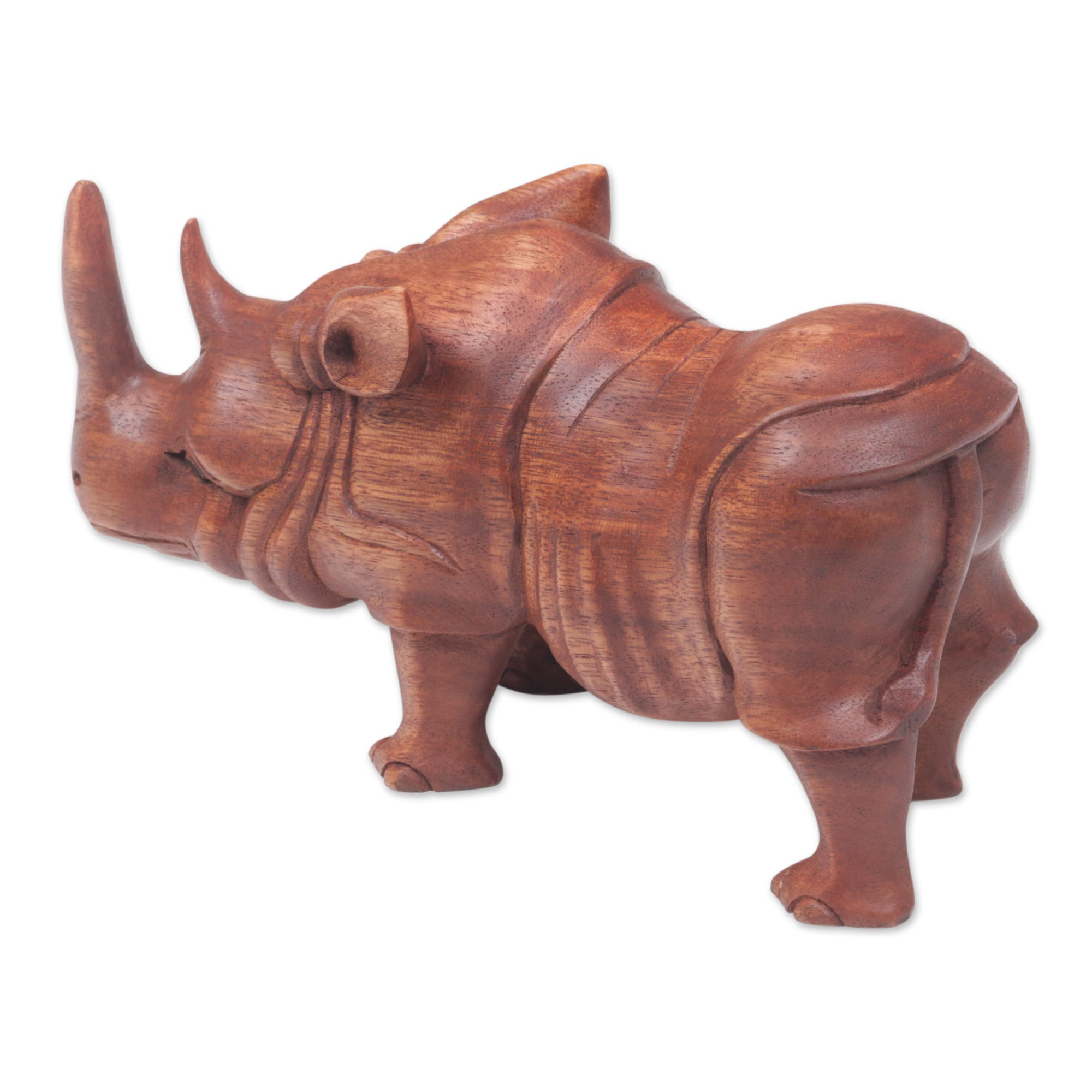 wooden rhino statue