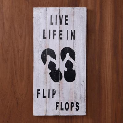 White Wood Whimsical Beach Sign From, Wooden Beach Signs Flip Flops