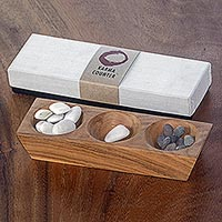 Wood karma counter, 'My Day in Natural Brown' - Handmade Suar Wood Karma Counter from Indonesia