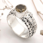 Citrine single-stone ring, 'Swirling Serenity' - Citrine and Sterling Silver Single-Stone Ring from Indonesia