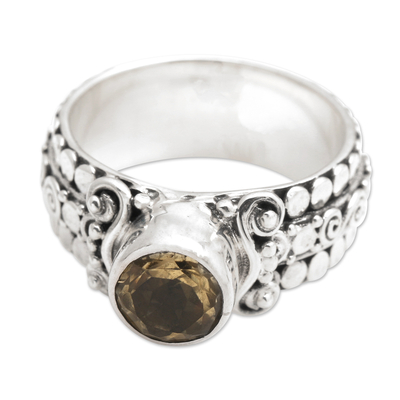 Citrine single-stone ring, 'Swirling Serenity' - Citrine and Sterling Silver Single-Stone Ring from Indonesia