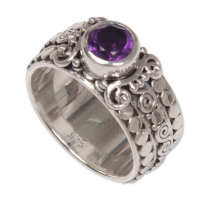 Amethyst Sterling Silver Single-Stone Ring from Indonesia - Swirling ...