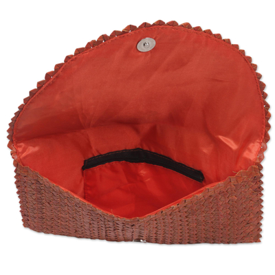 Natural fiber clutch, 'Pumpkin Texture' - Hand Made Natural Fiber Clutch Handbag from Indonesia