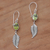 Peridot dangle earrings, 'Passionate Hope' - Balinese 925 Sterling Silver Feather Earrings with Peridot