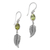 Peridot dangle earrings, 'Passionate Hope' - Balinese 925 Sterling Silver Feather Earrings with Peridot