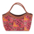 Cotton batik and leather accent handbag, 'Butterfly Blush' - Pink Cotton Batik Handle Handbag with Butterfly Design