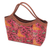 Cotton batik and leather accent handbag, 'Butterfly Blush' - Pink Cotton Batik Handle Handbag with Butterfly Design