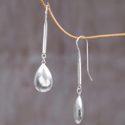 Sterling silver dangle earrings, 'Silver Tears' - Polished Sterling Silver Dangle Earrings from Indonesia