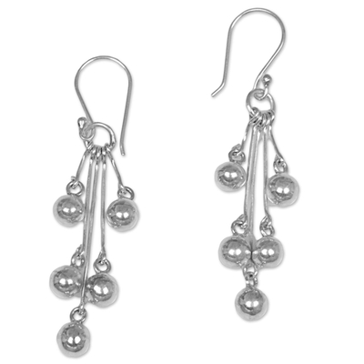 Sterling silver dangle earrings, 'Silver Time' - Sterling Silver Dangle Earrings from Indonesia
